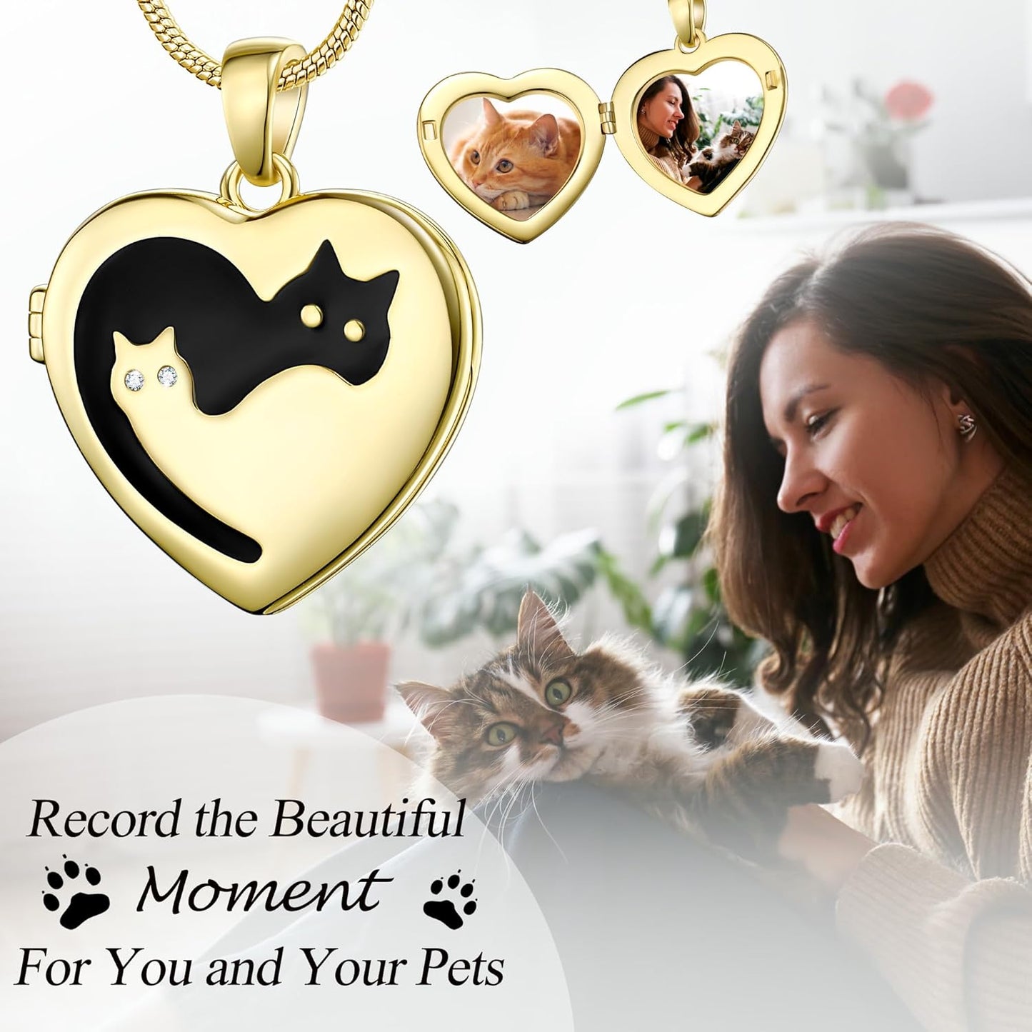 Fanery Sue Personalized Customized Pet Locket Necklace, Heart Lockets Picture Necklaces Dog Memorial Gifts Cat Sympathy for Women Men