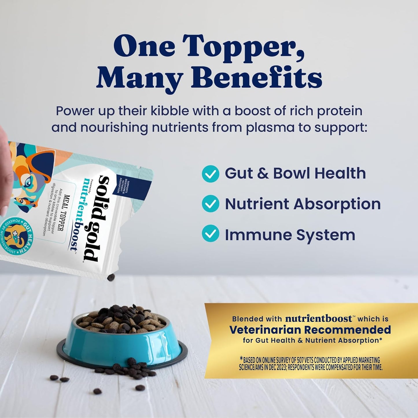 Solid Gold NutrientBoost Meal Toppers for Dogs - High Protein Dog Food Toppers for Dry Food - Grain Free Flavor Enhancer with Vitamins, Minerals & Amino Acids for Gut Health & Immune Support - 1lb