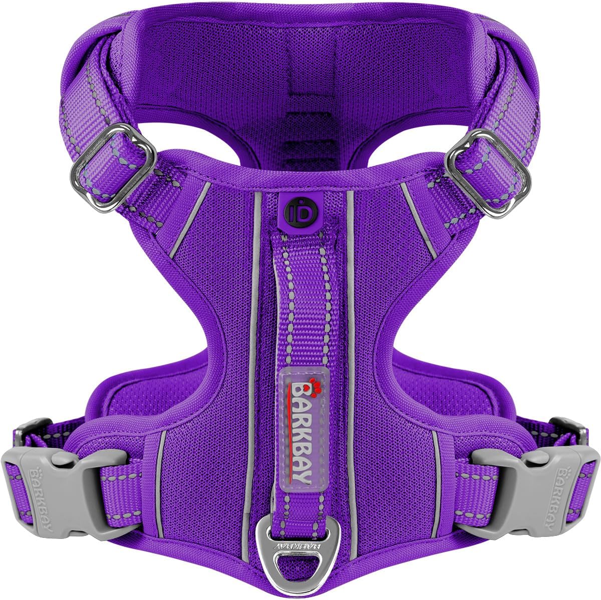 BARKBAY Dog Harness No Pull with ID Tag Pocket - Heavy Duty, Reflective, Easy Control for Large Dogs(Purple,XS)