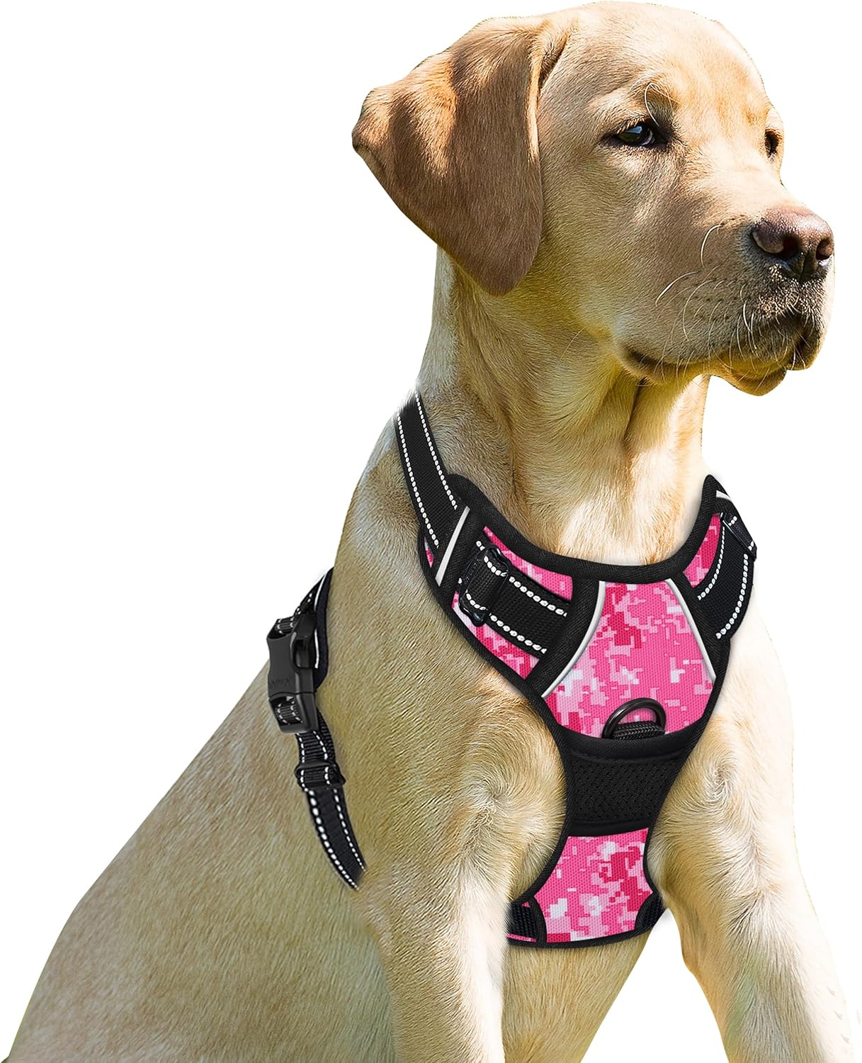 BARKBAY No Pull Dog Harness Front Clip Heavy Duty Reflective Easy Control Handle for Large Dog Walking(Pink camo,XS)