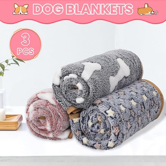 3 Pcs Dog Blanket Super Soft Pet Puppy Blankets Calming Dog Blankets for Small, Medium Large Dogs Warm Sleep Mat Washable Dog Blanket for Puppy Cat (42"×30")