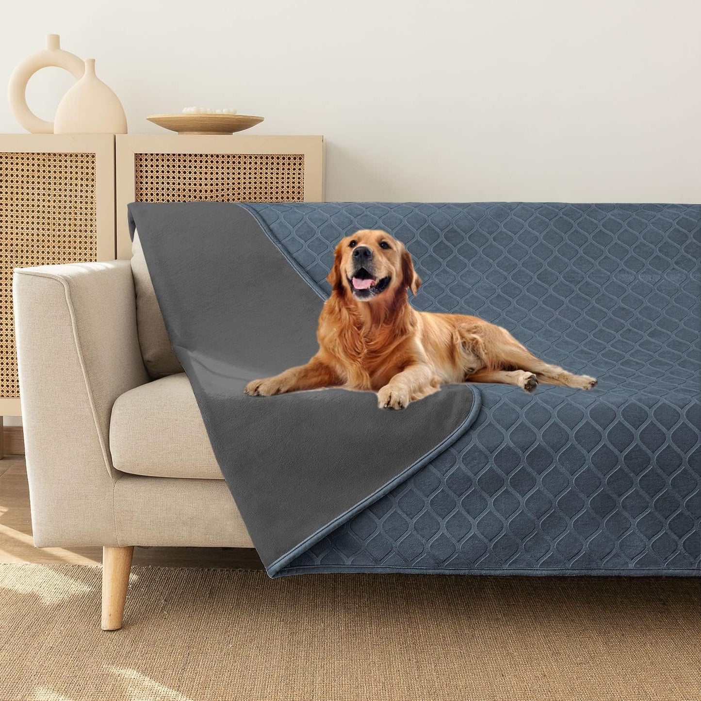 fuguitex Waterproof Dog Blanket Bed Cover Dog Crystal Velvet Moroccan Fuzzy Cozy Plush Pet Blanket Throw Blanket for Couch Sofa