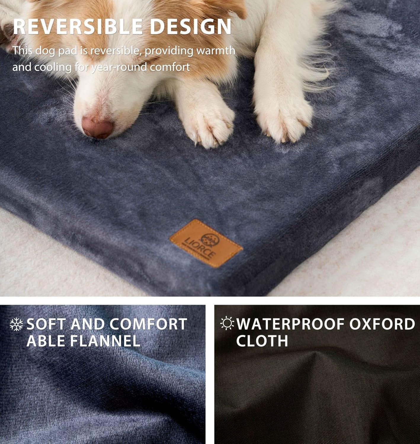 Dog Bed Medium Size Dogs - 30-inch Dog Crate Pad with Removable Washable Cover and Waterproof Lining - Memory Foam Kennel Mat - Reversible Pet Bed (Cool & Warm), Dark Grey