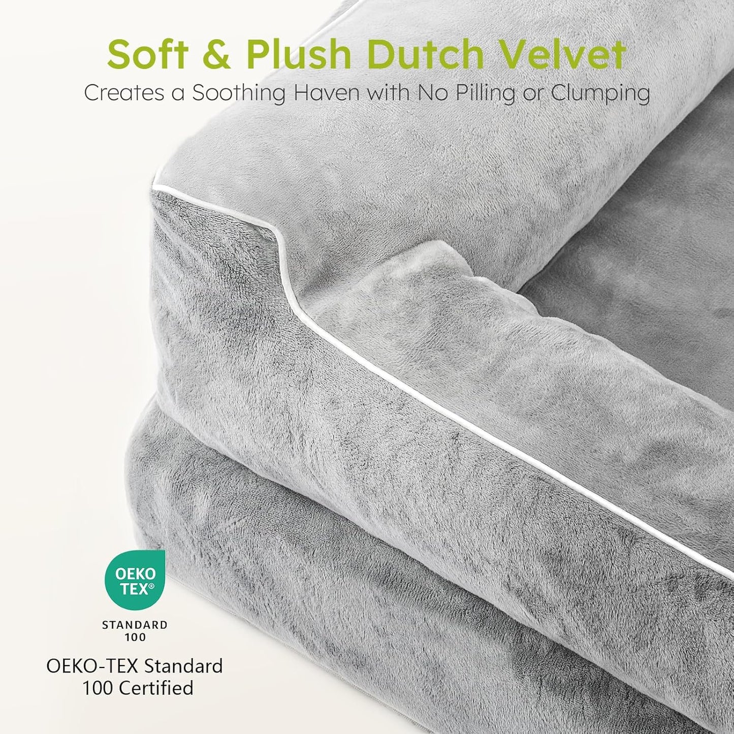 Jumbo Dog Bed for Extra Large Dogs, Orthopedic Dog Beds with Cooling Gel Memory Foam, Waterproof Pet Bed with Removable Washable Cover, 45" Pet Sofa Couch Dutch Velvet with Blanket Bone Toy