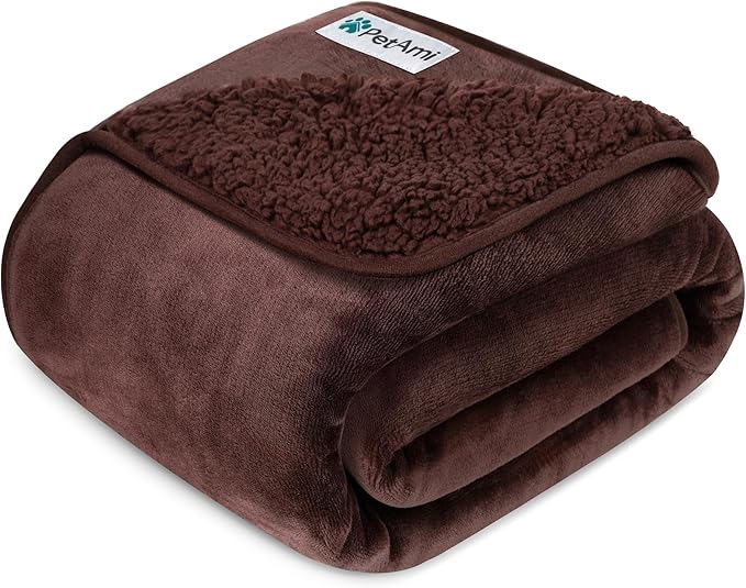 PetAmi Waterproof Dog & Cat Blanket for Medium Large Dogs, Pee Proof & Reversible, Soft Dog Pee Crate Cover, Washable, 60x80 Brown
