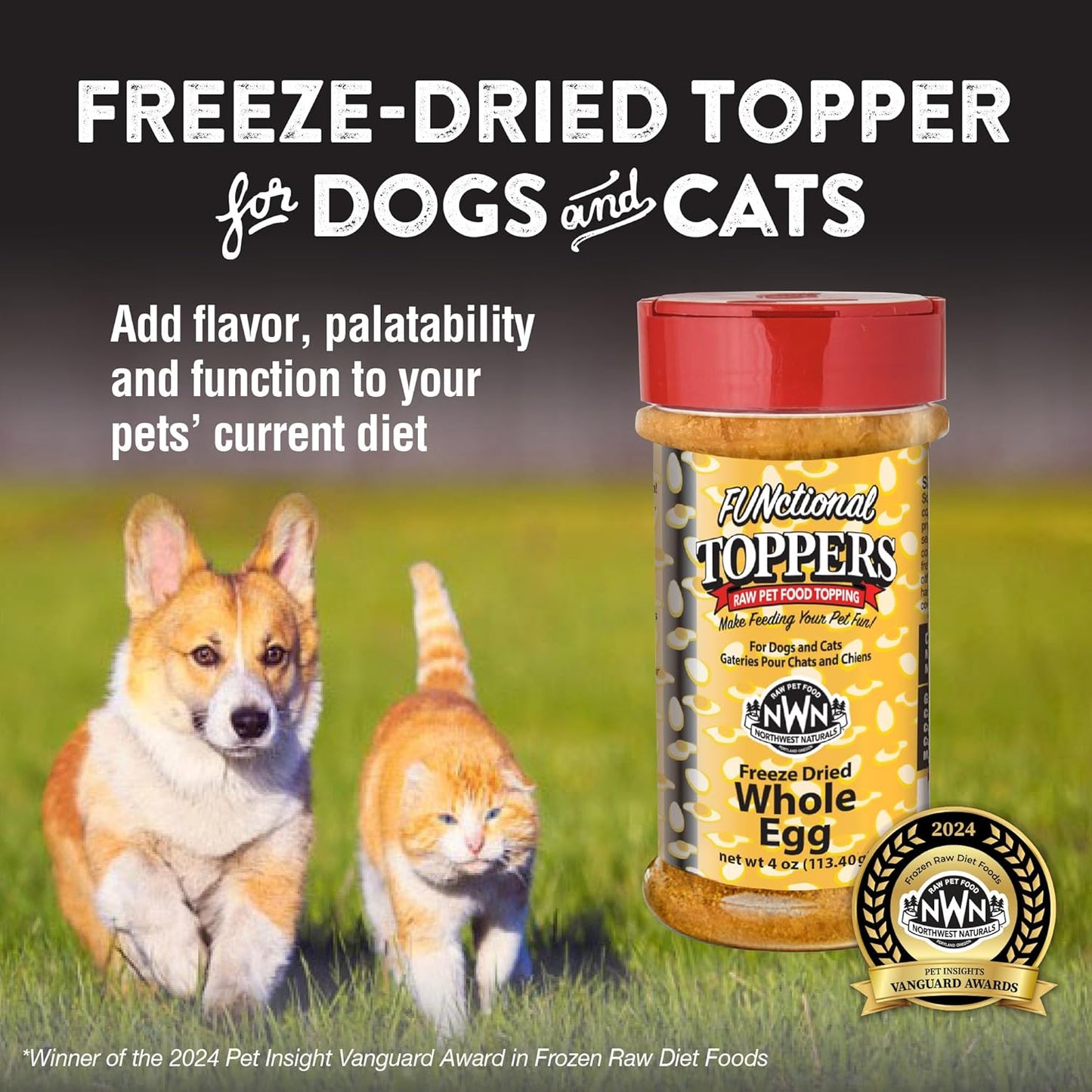 Northwest Naturals Freeze-Dried Whole Chicken Egg Functional Topper - for Dogs & Cats - Healthy, 1 Ingredient, Human Grade Ingredients, All Natural, Proudly Made in USA, 4 Oz (Pack of 1)