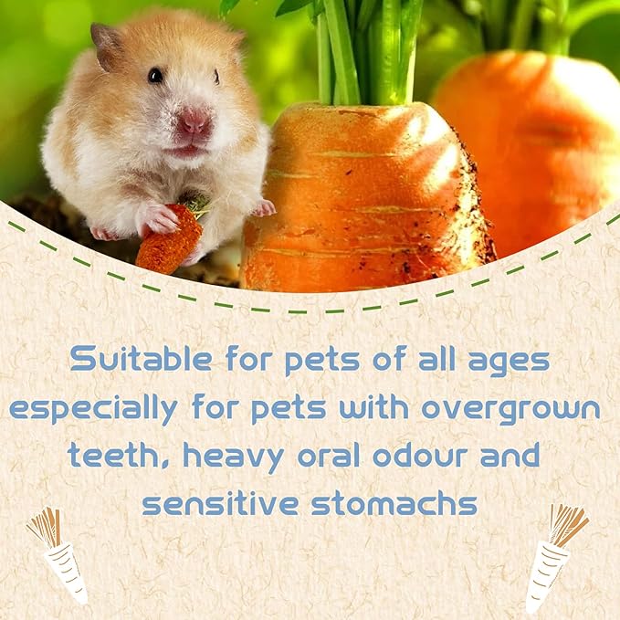 Timothy Grass Carrot Pet Teething Snacks Supplement Small Pet Hamster, Guinea Pig, Rabbit, Chinchilla Food Vitamins Oral & Gastrointestinal Health 7pcs