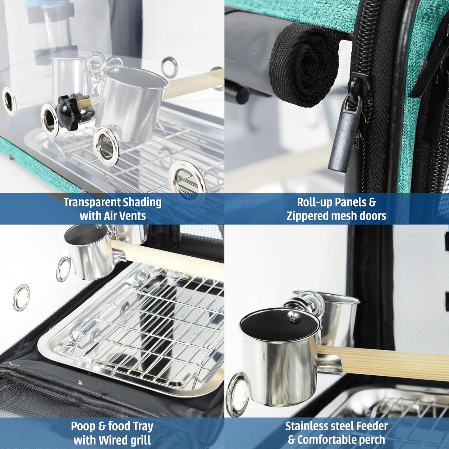 Bird Carrier Bag Bird Travel Cage with Stand, Lightweight Backpack for Parrot, Portable Bird Travel Bag, Pet Transparent Breathable Travel Cage