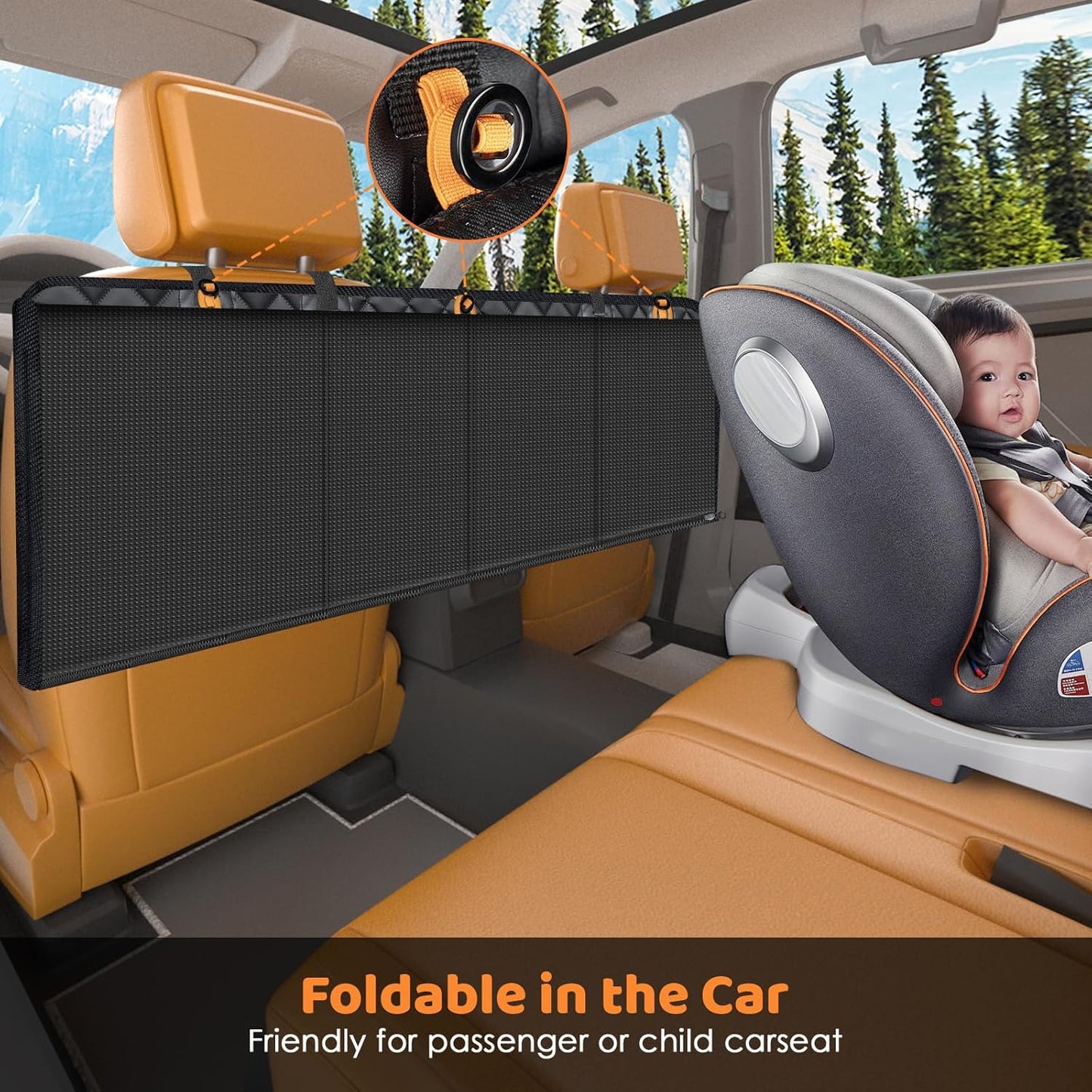 URPOWER Backseat Extender for Dogs - Hard Bottom Dog Car Seat Cover for Back Seat, Foldable Dog Hammock for Car, SUV, and Truck, Pet Rear Seat Protector Dogs Travel Bed with Mesh Window & Side Flaps