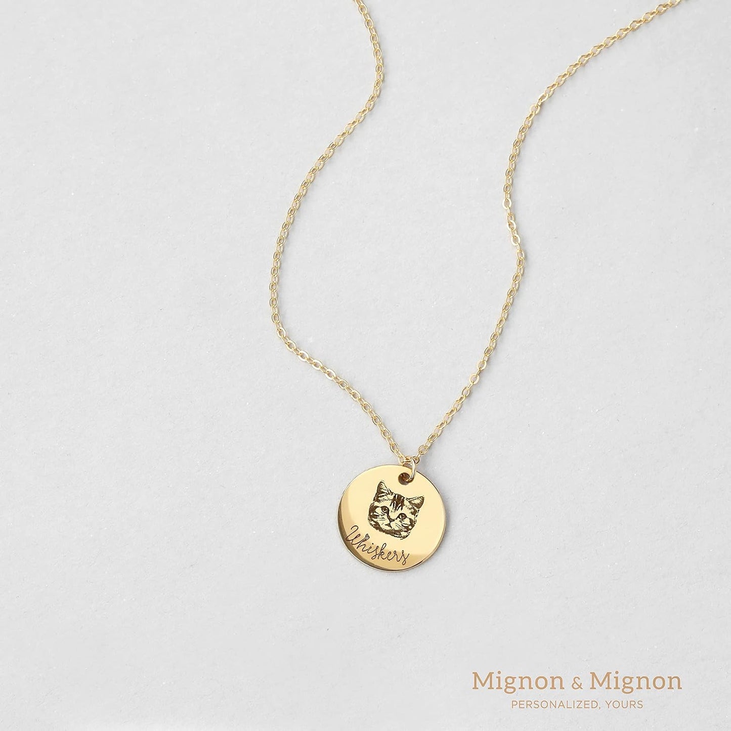 MignonandMignon Personalized Pet Portrait Necklace – Custom Jewelry Gift for Dog or Cat Lovers Unique Holiday Gifts for Her -LCN-AP