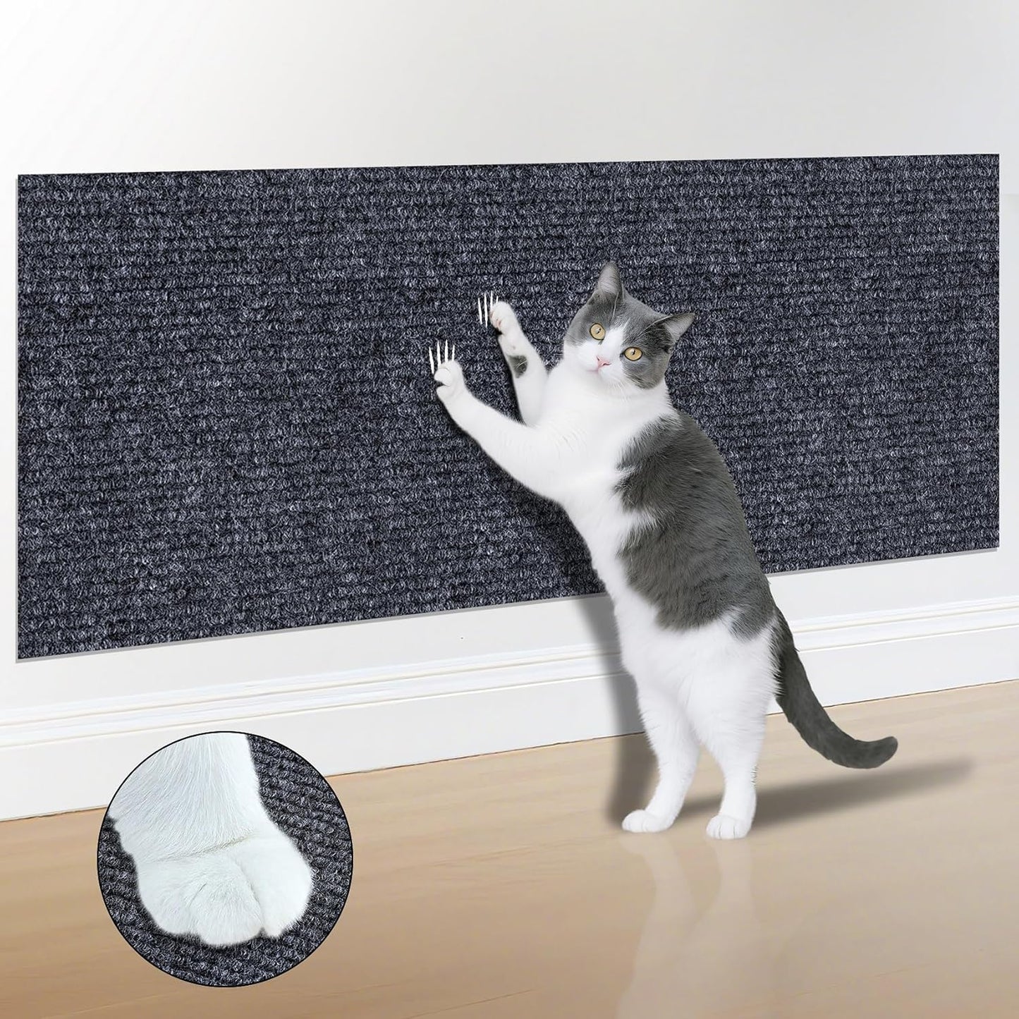 ICOOP Cat Couch Protector Self-Adhesive 15.8"×160" Sofa Protector for Cats Dark Gray Trimmable Climbing Cat Scratch Carpet Tree Replacement DIY Furniture Protectors from Cats for Wall Steps Chair