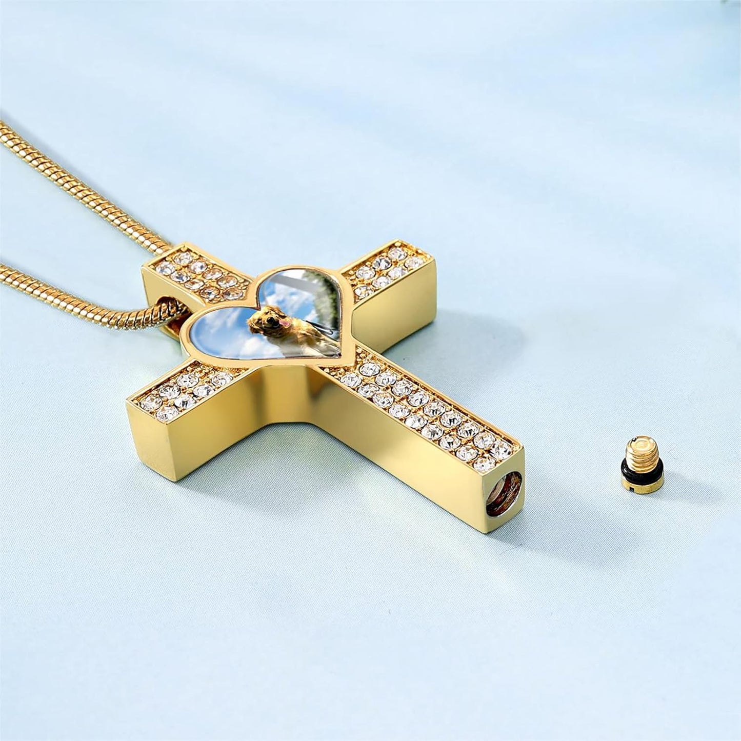 Farfume Personalized Pet Urn Necklace for Dog Cat Ashes Cremation Pet Memorial Customized Photo Text Engraving Pendant Keepsake Funeral Jewelry