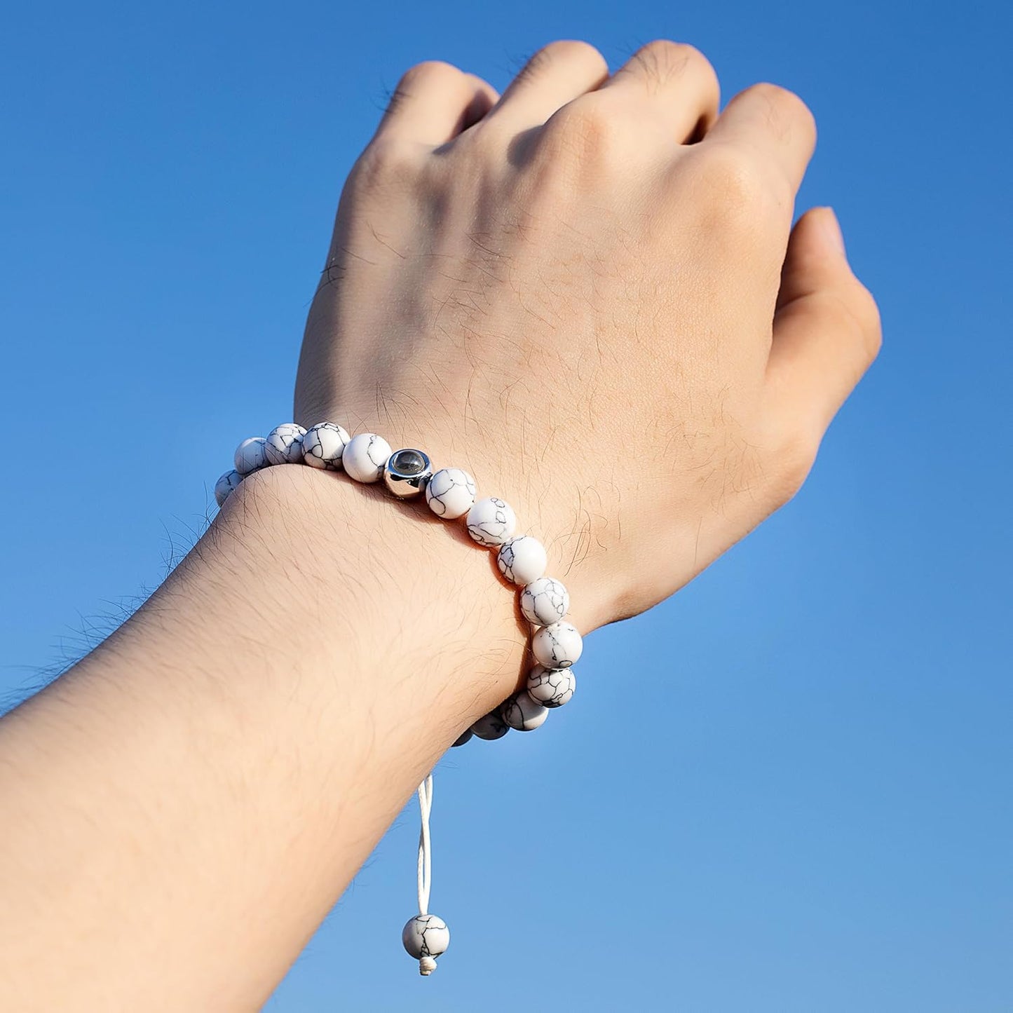 EMIRISTIC Custom Photo Bracelet - Personalized Picture Natural Stone Cuban Chain Bracelet - Any Special Day Gifts