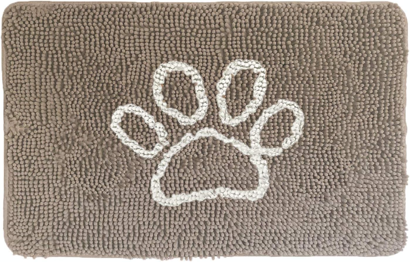 GORILLA GRIP Dog Doormat, Absorbent Doormats for Muddy Dogs Paws, Machine Washable Soakstopper Rugs, Cleaner Floors, US Designed Pet Bed Door Mat, Indoor Entrance Pets Rug, Mats 24x17 Beige Ivory