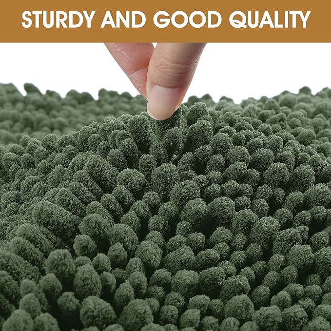 Extra Large Dog Door Mats for Muddy Paws, Chenille Absorbent Dog Mats, Non Slip Heavy Mud Mat for Dogs, Soft Pet Mat for Entryway, Mud Paws, Inside Floor,60" x 36", Olive