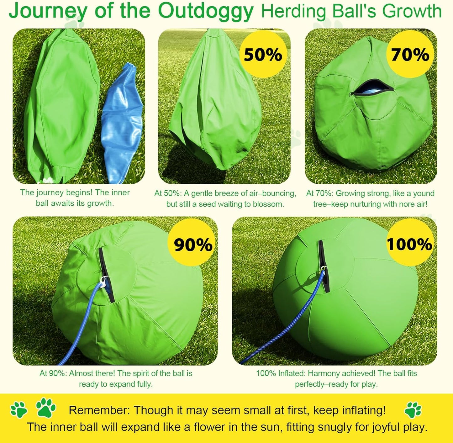 Herding Ball for Dogs 22 Inch - Dual-Layer Heavy Duty Herding Ball for Australian Shepherds, Border Collies & Cattle Dogs | Outdoor Herding Toy for Medium/Large Dogs - Backyard Training and Play-Green