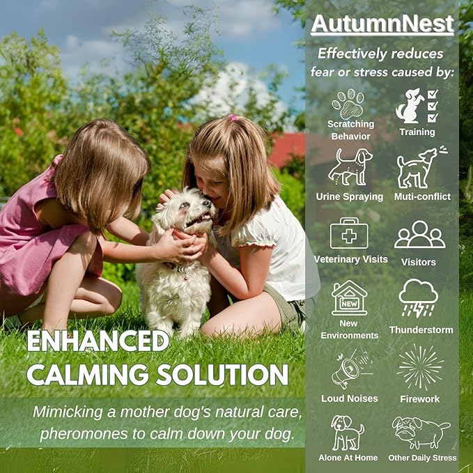 Dog Calming Diffuser Kit, Pet Pheromone Plug-in Set (2 Diffusers + 6 Refill 48ml) for Anxiety Relief, Reduces Barking, Aggression, Destructive Behavior, Fireworks Fear, 180 Days (Safe Formula)