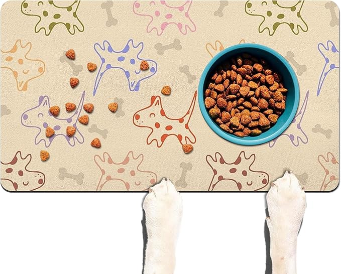Pet Feeding Mat for Floors Waterproof Dog Mat for Food and Water Absorbent Quick Dry Non Slip mat for Cat Bowls