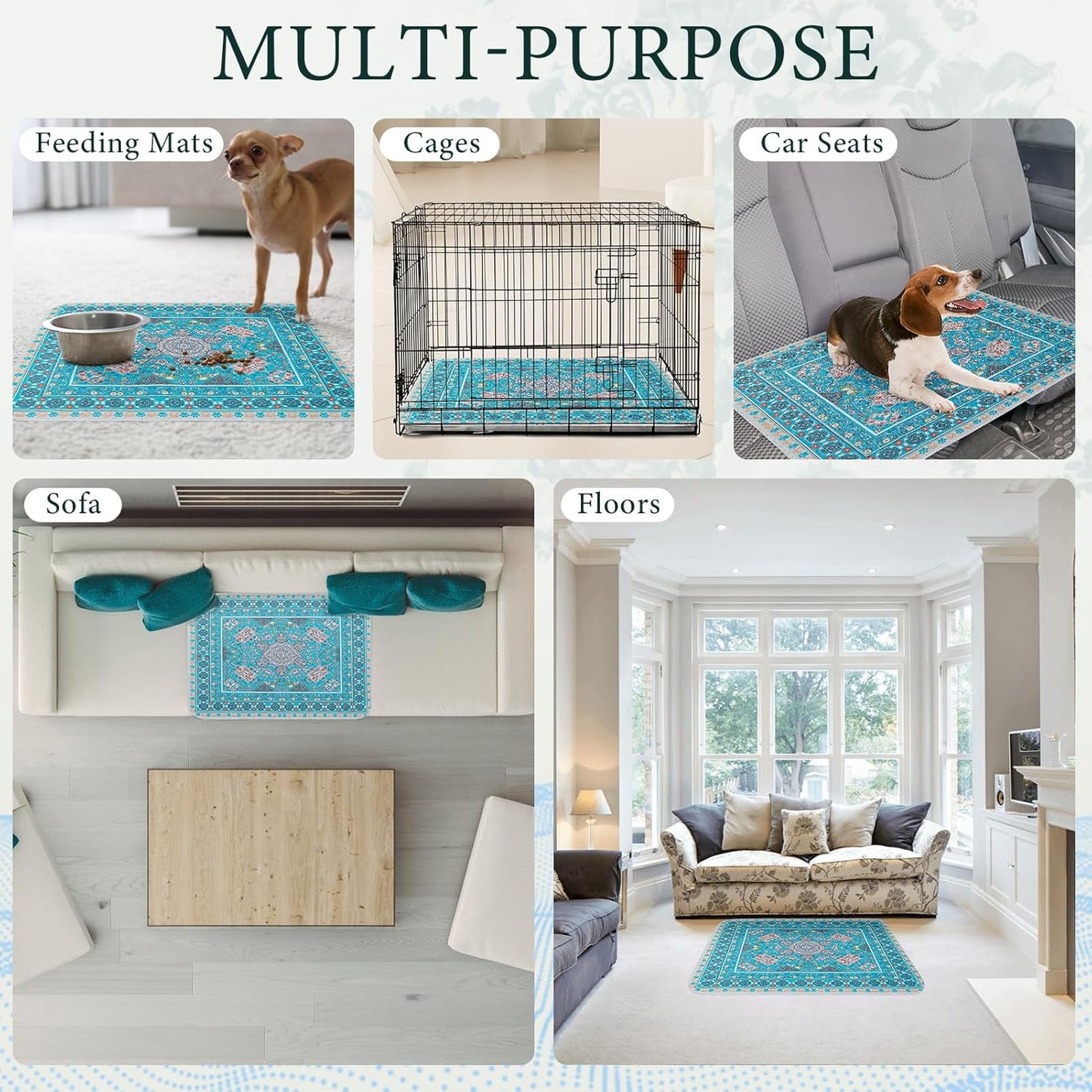 Homimp Washable Pee Pads for Dogs, 2 Pack Reusable Puppy Pads Waterproof, Absorbent and Leakproof Dog Pee Pads, Non Slip Puppy Training Pads, Pet Mat for Floor, Crate, Couch, Whelping,Blue 36"x41"