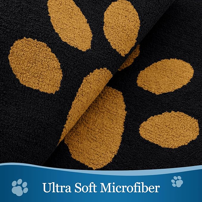 Buganda Dog Door Mat for Muddy Paws, Absorbent Dirt Trapper Washable Indoor Doormats, Non Slip Low-Profile Mud Mat for Dogs, Front Entrance Doormat for Inside Floor (30x20 Inches, Black and Yellow)