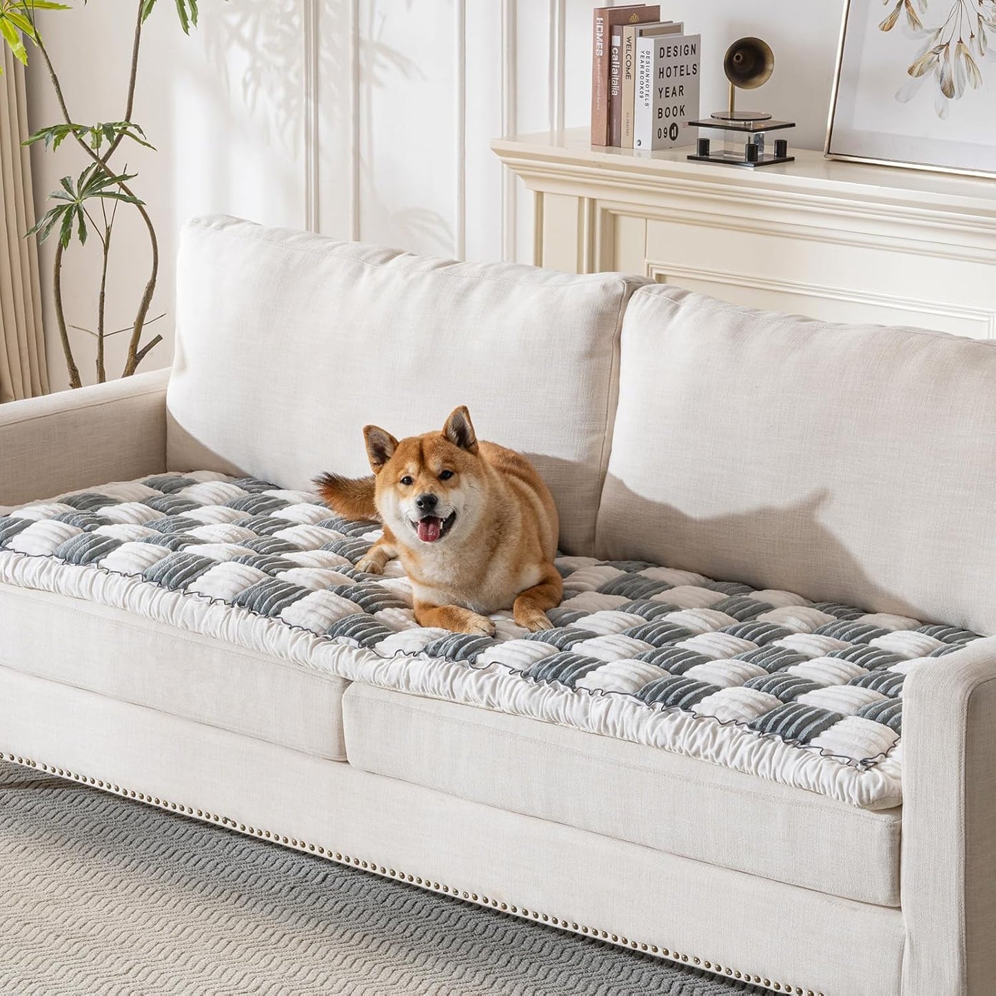 Couch Cover for Dogs Washable, Soft Flannel Dog Couch Cover Protector, Non Slip Pet Couch Covers for Sofa, Couch Protector for Dogs Large Medium Small Size (Grey, 27.56 x 59 inch)