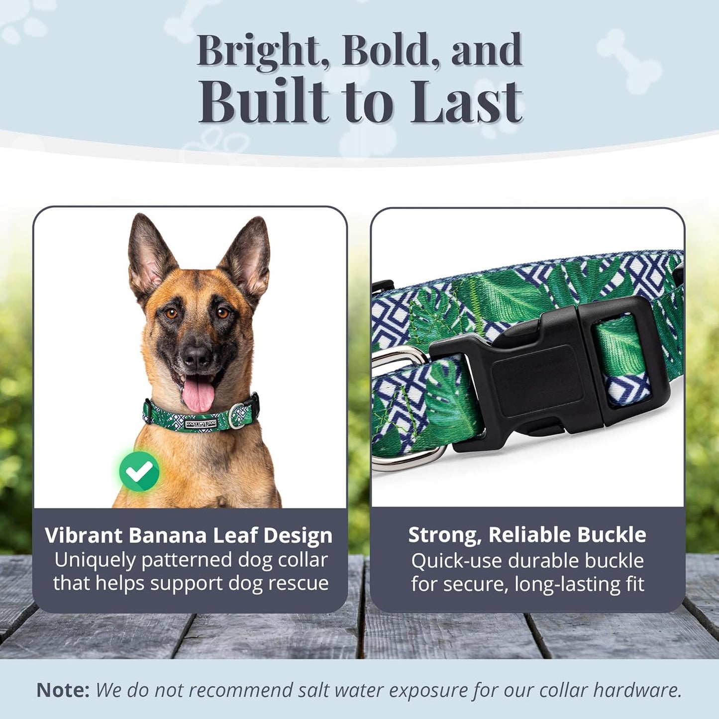 Lucky Love Dog Collar, Beautiful & Vivid Pattern Large Boy Dog Collars, Easy On & Off Clasp Accessory (Blue Laguna, L)