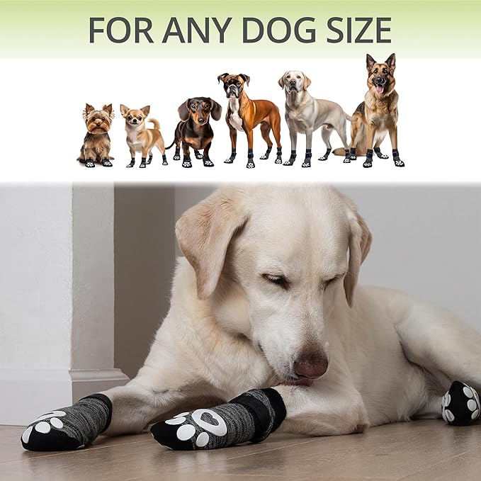 Non-Slip Dog Socks for Hardwood Floors - 6-Pack | Anti-Slip Toes to Prevent Licking Paws, Add Grip, and Provide Paw Protection | for All Ages and Senior Dogs - Small