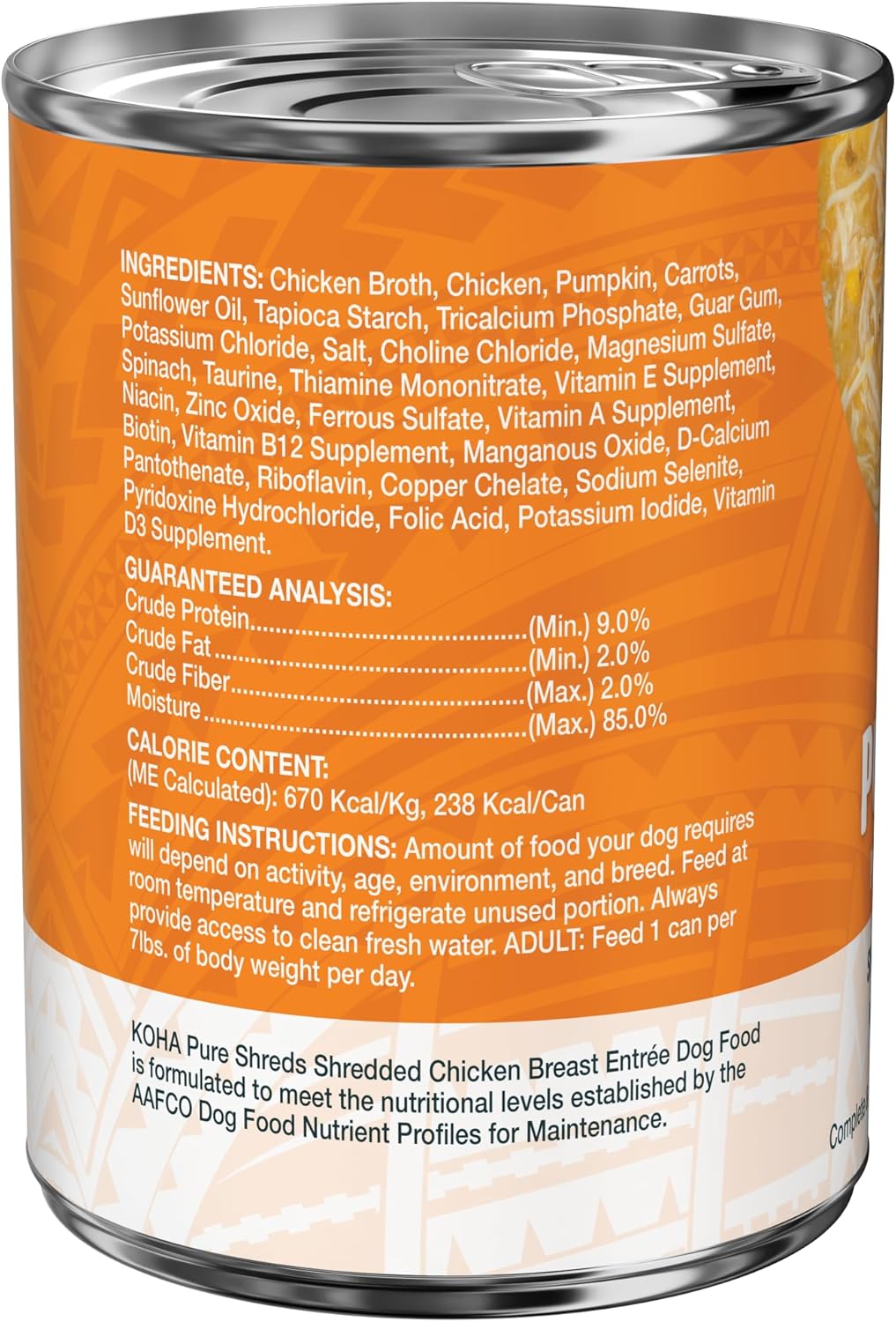 KOHA Pure Shreds Chicken Entrée for Dogs, 12.5oz Cans (Pack of 12)