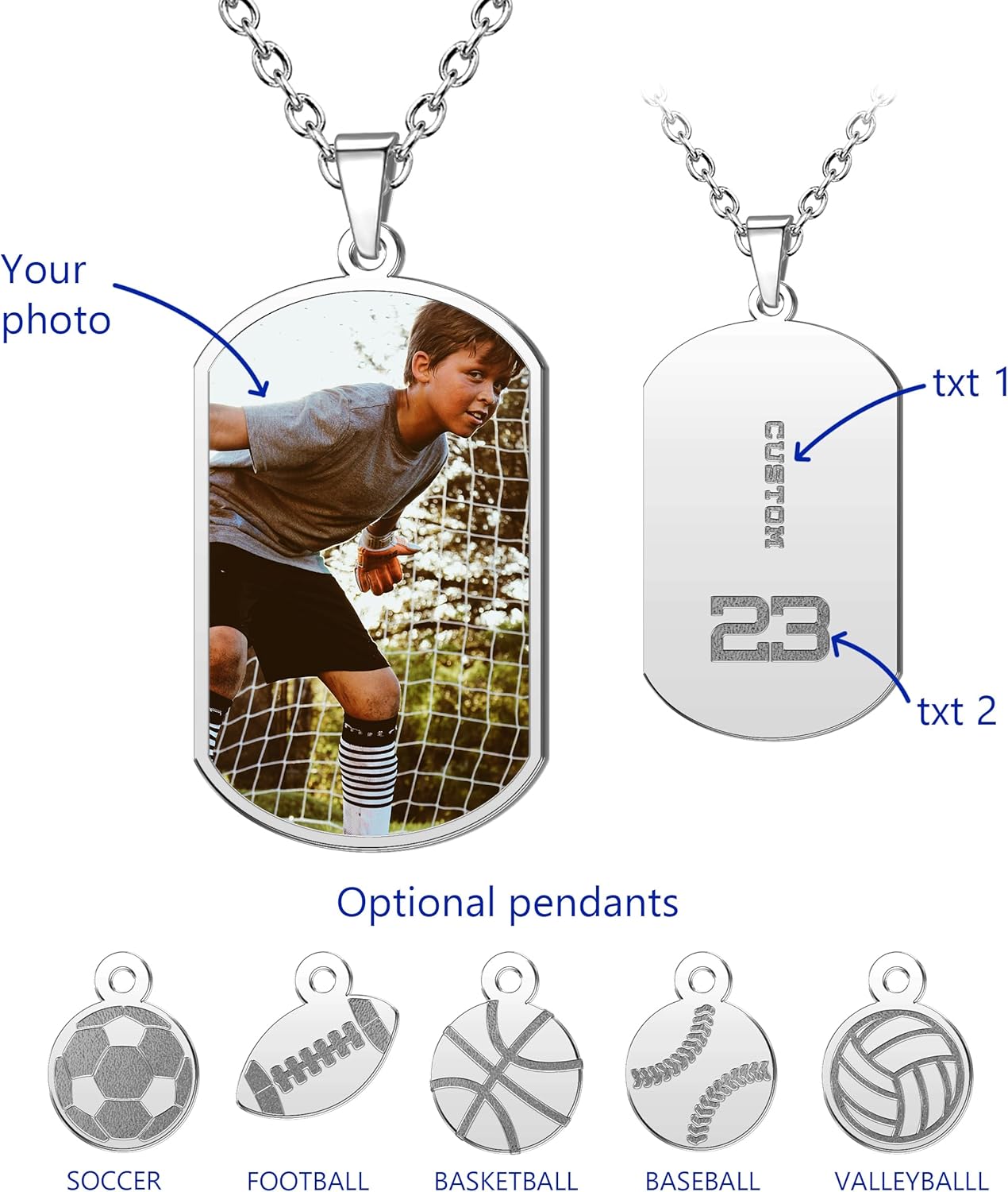 CharmSStory Personalized Photo Necklaces Custom Engraved Name Necklace Memory Keepsake Picture Necklace Pendant Customized Gifts for Women Men