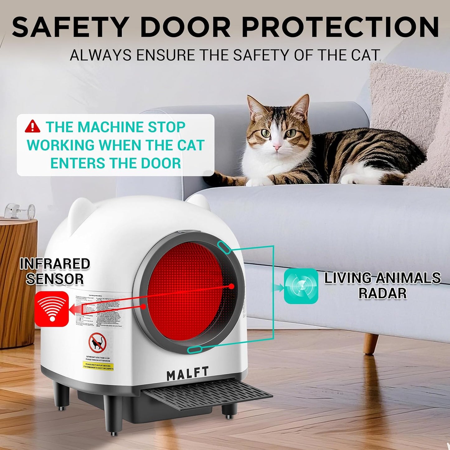 90L Self-Cleaning Litter Box – WiFi Connected Automatic Cat Litter Box, Silent Night Mode, Child & Pet Safe, Works for Multiple Cats (Comes with Anti-Slip Mat & Waste Bags)