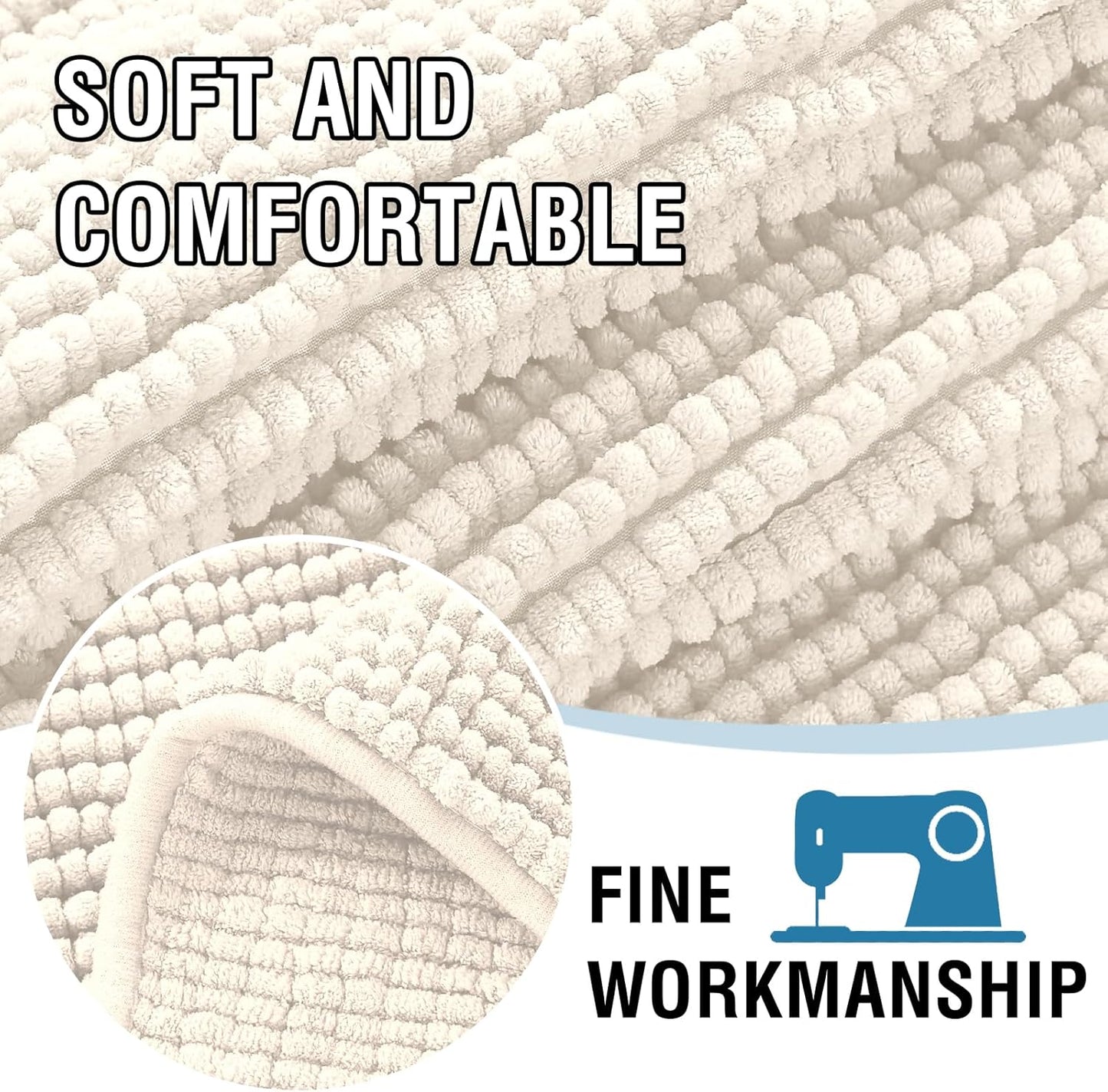 H.VERSAILTEX Plush Chenille Dog Bed Cover Thick Soft Sofa Cover for 3 Cushion Couch Anti Slip Couch Cover Furniture Protector for Dog, Pet, Cat (35" x 82", Ivory)