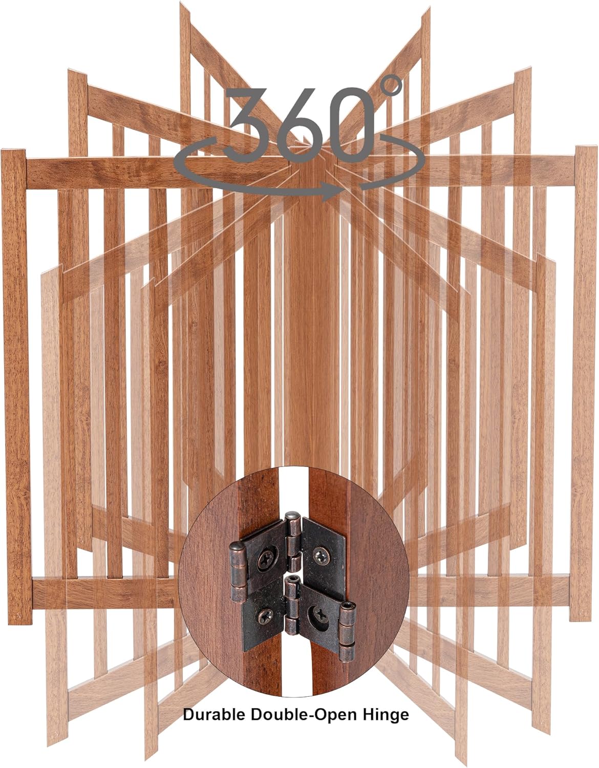 LZRS Solid Hardwood Freestanding Pet Gate,Wooden Dog Gates Indoor for Doorways,Nature Wood Dog Gates for The House,Stairs,Safety Fence,Oak,30" Height-3 Panels