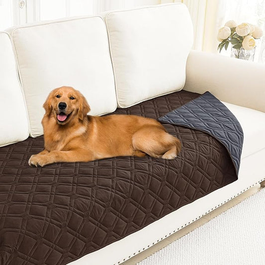 Smiry Waterproof Dog Blanket, 30x70 Inch Soft Pet Bed Cover Reversible, Washable Sofa Couch Furniture Protector for Small Medium Large Dog Puppy Cat, Chocolate/Dark Grey