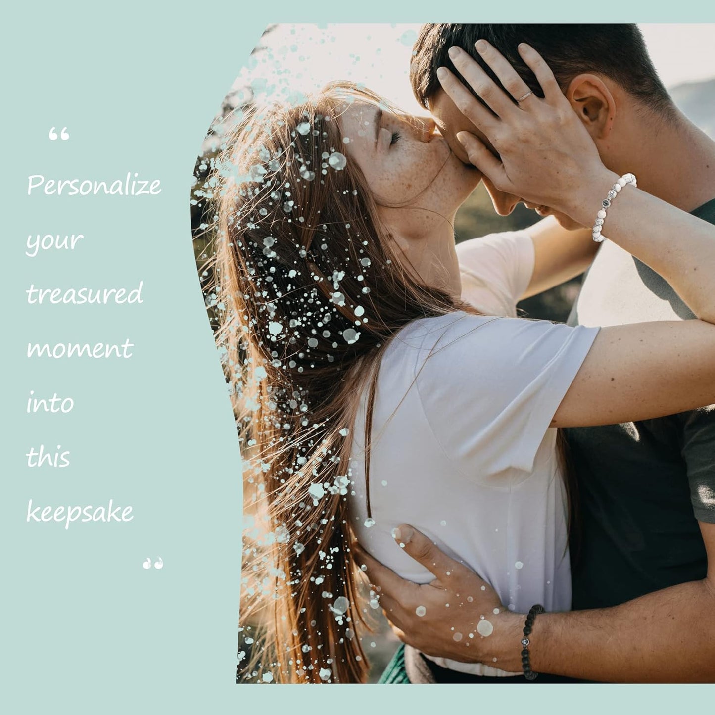 EMIRISTIC Custom Photo Bracelet - Personalized Picture Natural Stone Cuban Chain Bracelet - Any Special Day Gifts