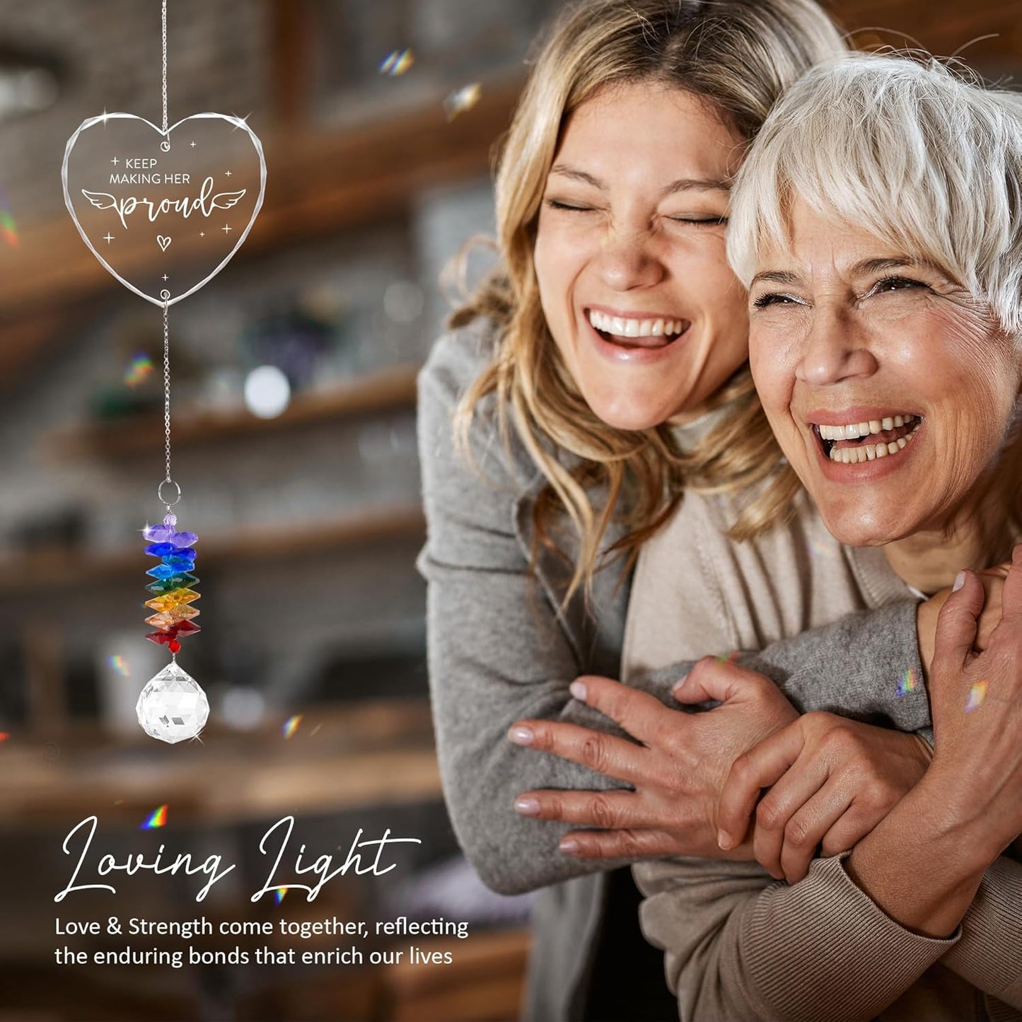 Memorial Suncatcher - Sympathy Gift for Loss of Mother - Crystal Rainbow Maker - Bereavement Keepsake - Hanging Crystal Decor - Loss of Mom - Daily Remembrance