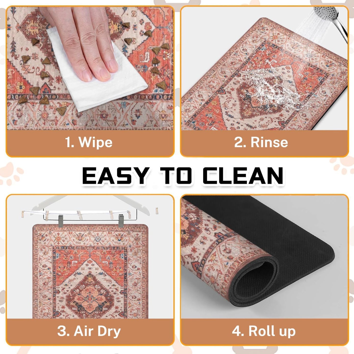 Absorbent Pet Dog Bowl Mat for Food and Water, Pet Cat Food Feeding Mat with Non Slip Rubber Backing, Dog Food Mats for Floors Waterproof, 17"x30"