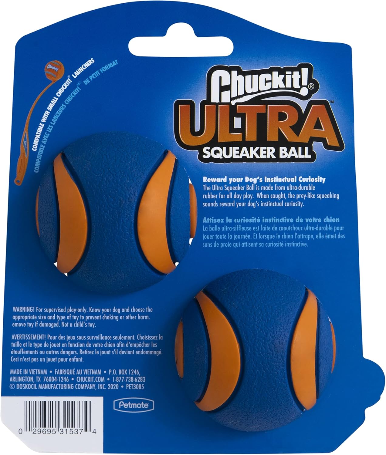 Chuckit! Ultra Squeaker Ball Dog Toy, Small (2 Inch) 2 Pack for Small Breeds