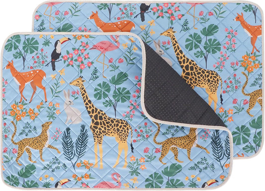 IEUUMLER Washable Pee Pads for Dogs, 2 Pack Forest Pattern Reusable Waterproof Puppy Pads, Non-Slip Super Absorbent Dog Training Pad for Playpen Crate Bed EU013 Blue Jungle, 24x18
