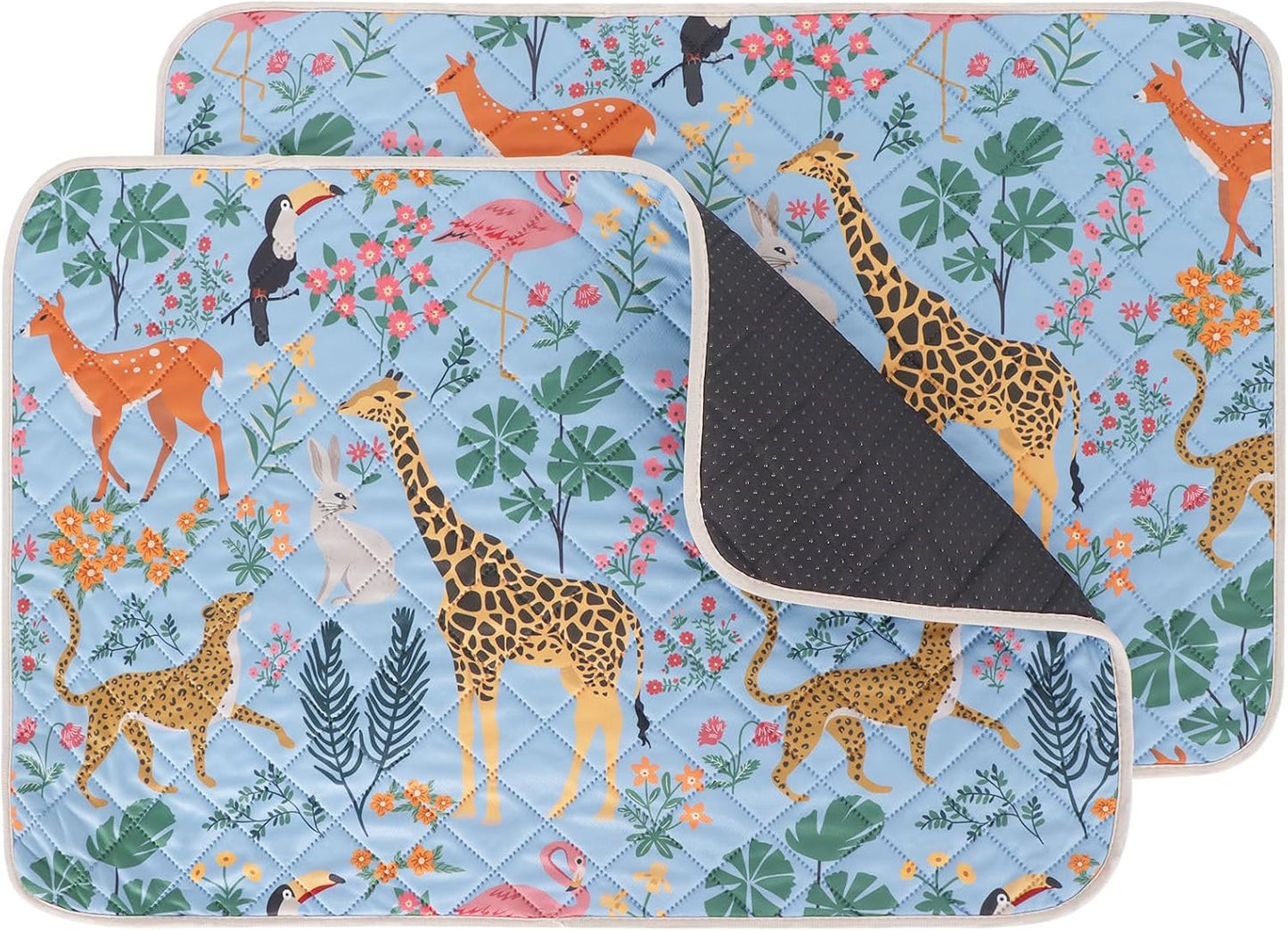 IEUUMLER Washable Pee Pads for Dogs, 2 Pack Forest Pattern Reusable Waterproof Puppy Pads, Non-Slip Super Absorbent Dog Training Pad for Playpen Crate Bed EU013 Blue Jungle, 36x24