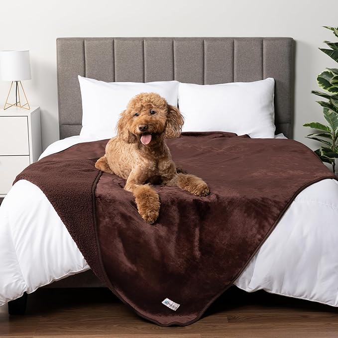 PetAmi Waterproof Dog & Cat Blanket for Medium Large Dogs, Pee Proof & Reversible, Soft Dog Pee Crate Cover, Washable, 60x80 Brown