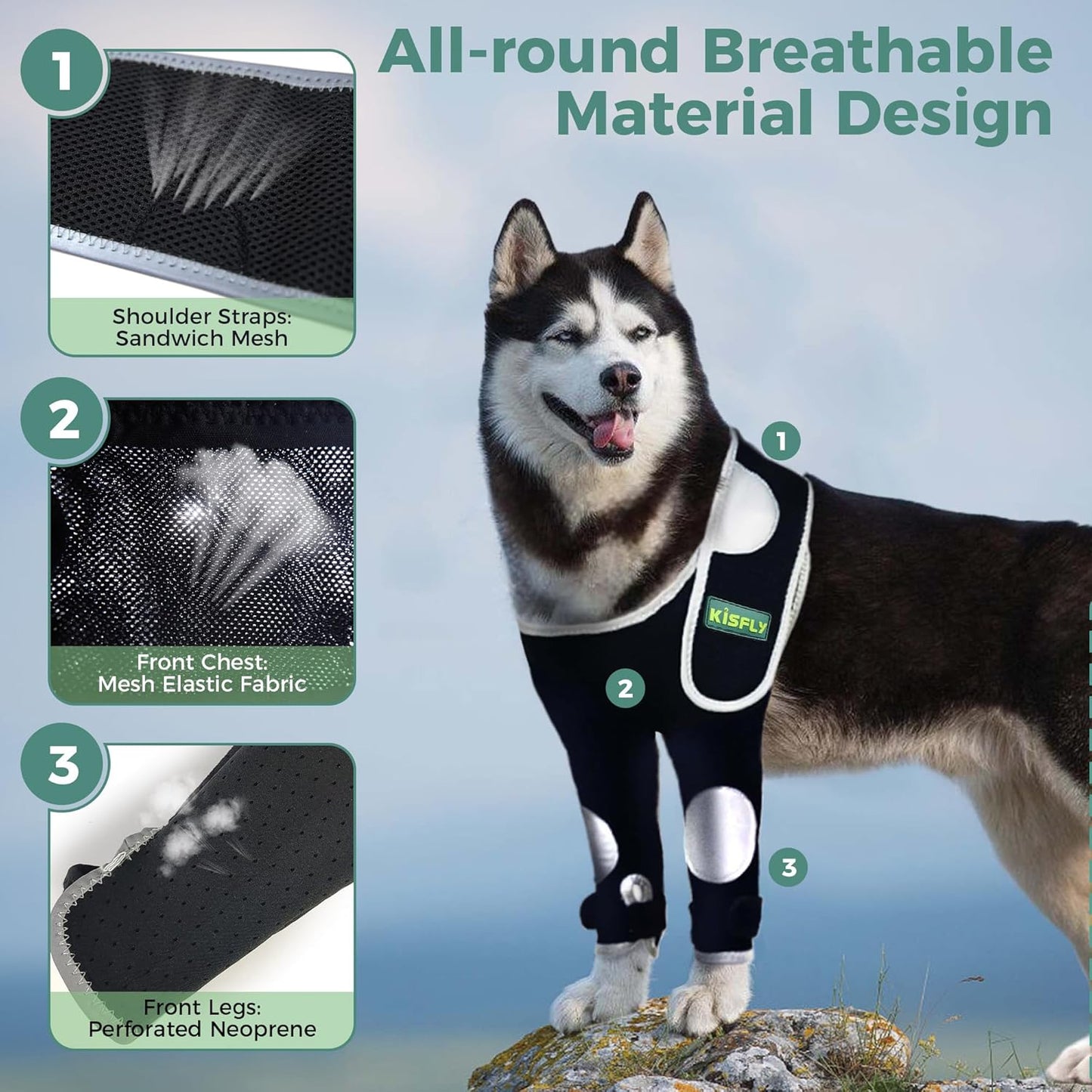 Dog Elbow Sleeve Prevents Elbow Hygroma, Elbow Calluses, Pressure Sores, Elbow Injuries, Shoulder Dislocations and Licking Wounds, With Reflective Material Makes Night Activities Safer- Both Legs S1