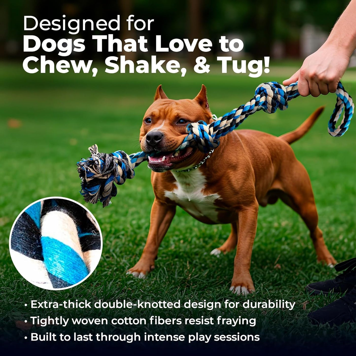Pacific Pups Products Large Dog Rope Toy for Large Dogs - 23.5" Dog Tug of War Toy - Durable Big Pull Rope for Aggressive Chewers & Teething Puppies