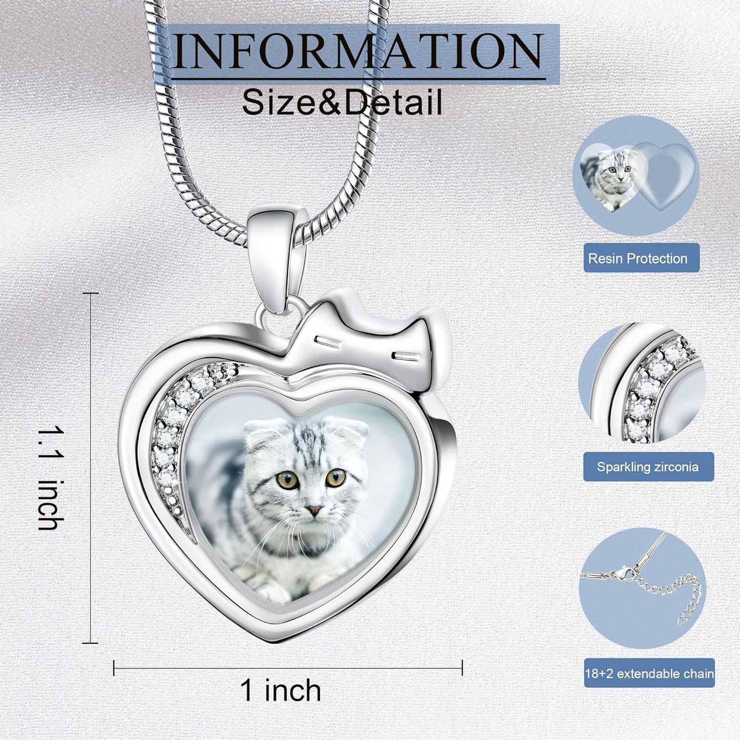 Farfume Personalized Pet Urn Necklace for Dog Cat Ashes Cremation Pet Memorial Customized Photo Text Engraving Pendant Keepsake Funeral Jewelry