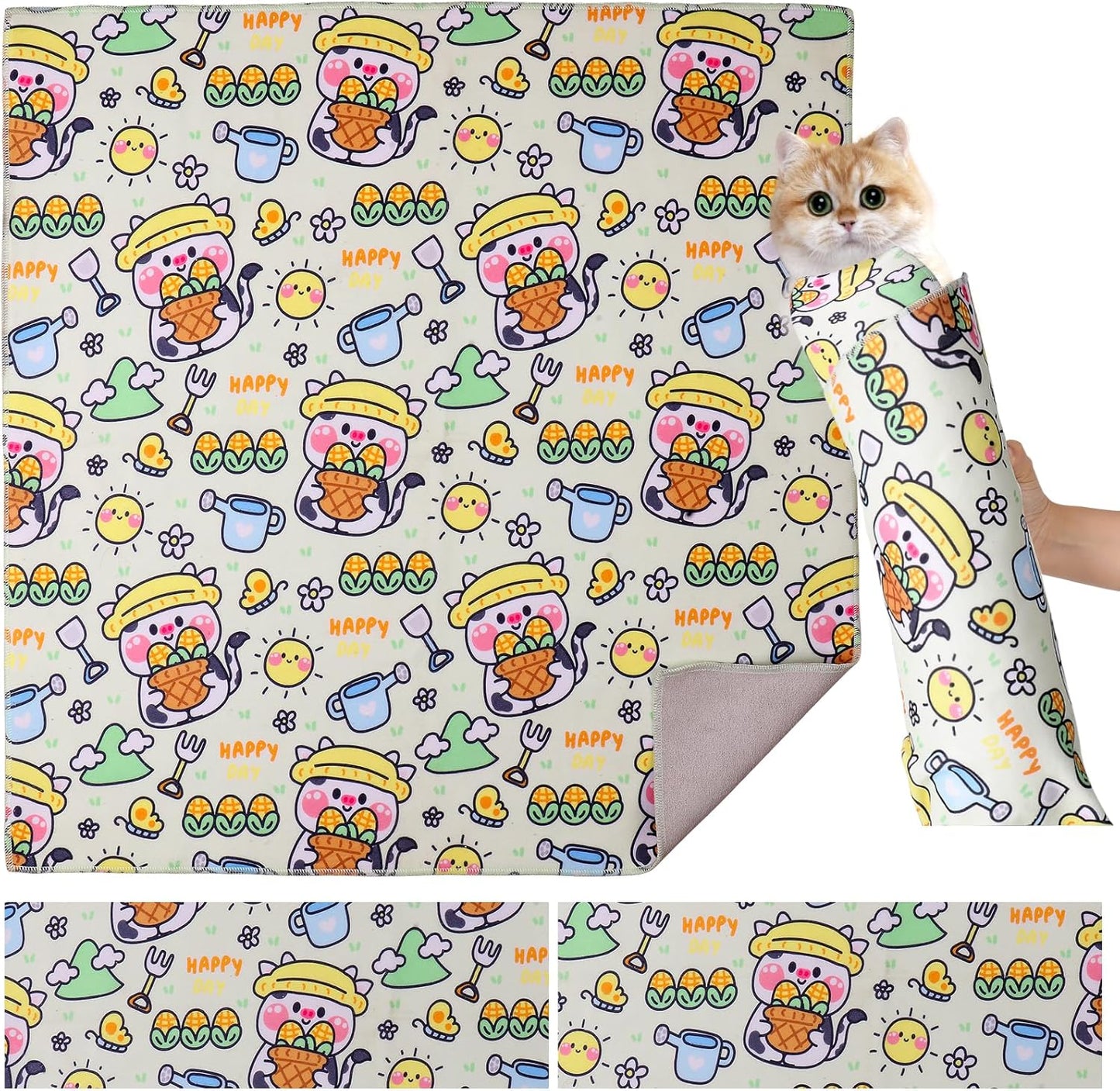 Cat Wrap for Grooming,Cat Wrap for Cutting Nails,Self-Adherent Soft Cat Blanket，Restrain The Cat to Keep Calm,Anti-Bite, Anti-Scratch, Wrap Anti-Escape Grooming Bags for Cats (Within 9lbs)