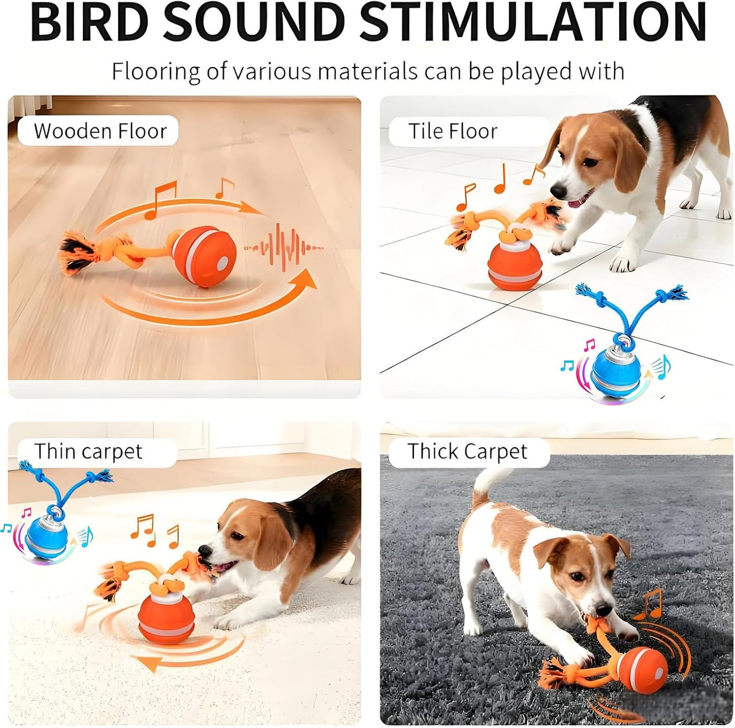 Interactive Dog Toys,Puppy Toys,Interactive Dog Toys for Small Dogs,Peppy Pet Ball for Dogs,Automatic Rolling Birdsong Squeaky Touch-Activated Moving Tiny Fetch Dog Toy to Keep them Busy(Orange)
