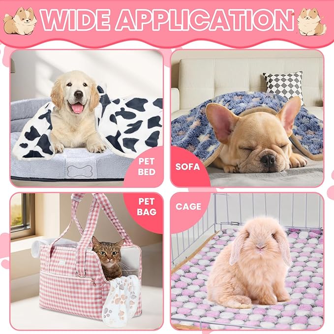 6 Pcs Dog Blanket Super Soft Pet Puppy Blankets Calming Blanket for Small, Medium Dogs Warm Sleep Mat Flannel Blanket for Dogs Puppy Cat (24"×16")