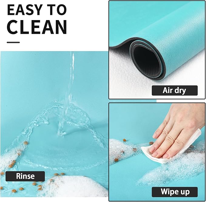 Pet Feeding Mat - Absorbent Dog Mat for Food and Water, No Stains Cat Bowl Mat, Easy to Clean Pet Placemats, Quick Dry Dog Water Dispenser Mat for Messy Drinkers | Teal 16"x 24"
