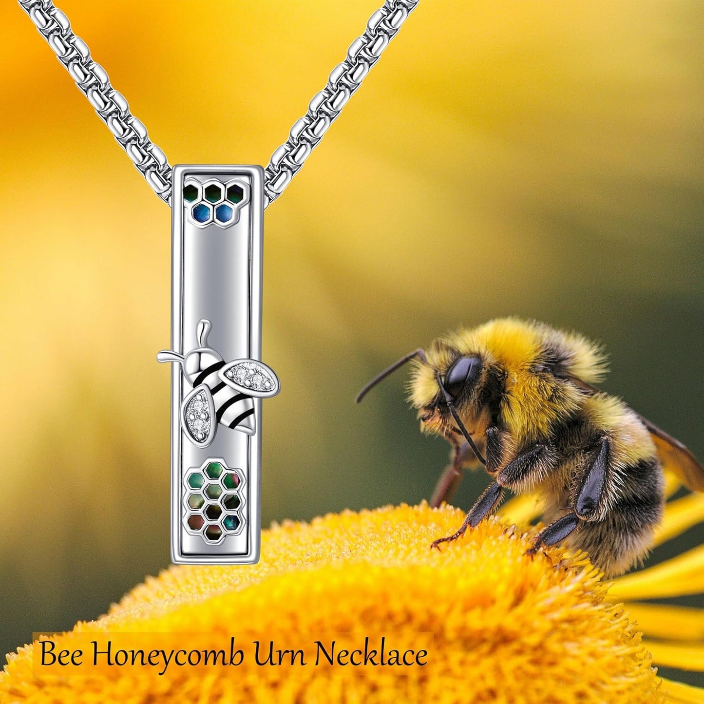 Urn Necklaces for Ashes Sterling Silver 3D Vertical Bar Memorial Pendant for Loved Ones Keepsake Cremation Jewelry Gifts for Women Men
