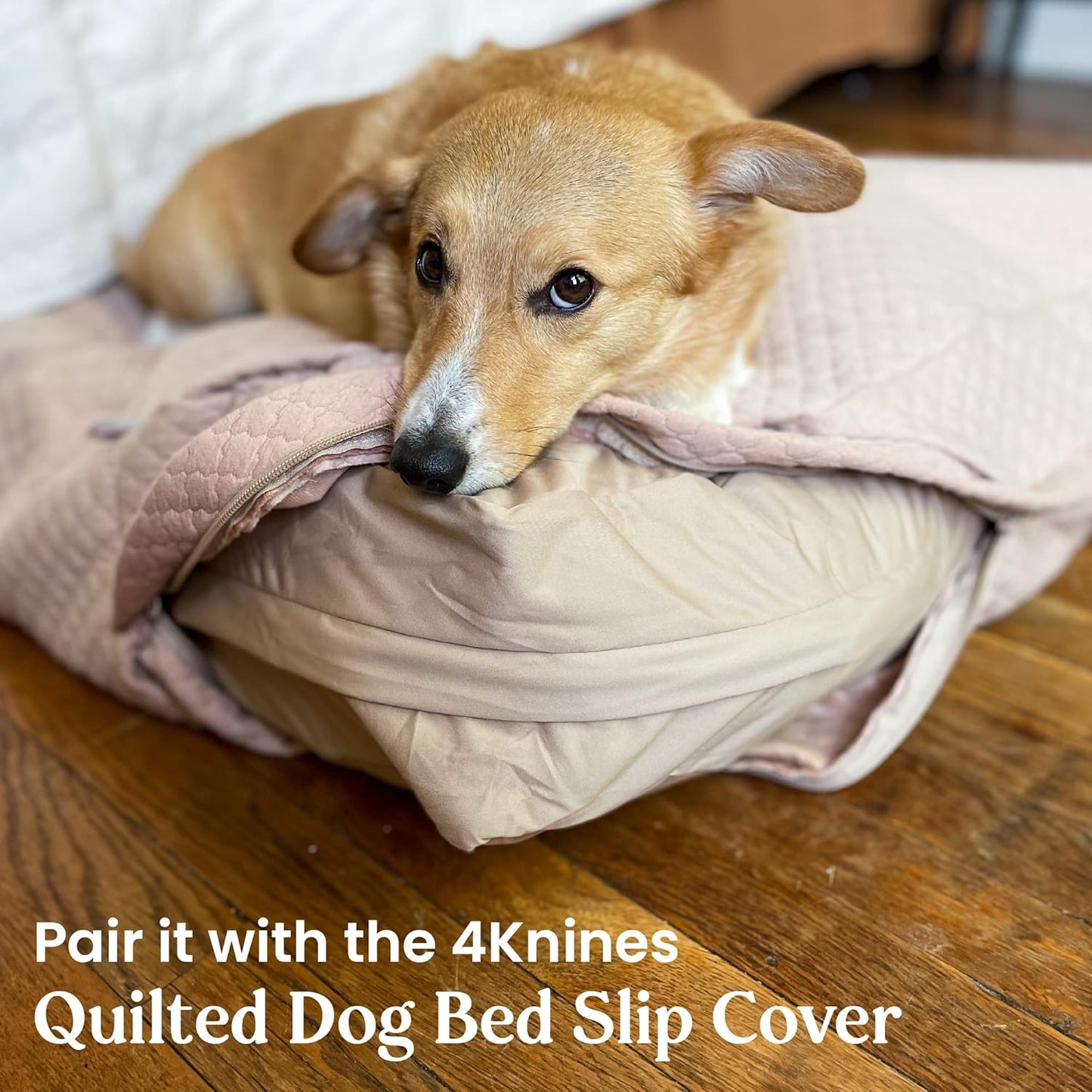 Dog Bed Cover – Waterproof Cover for Dog Bed – Heavy Duty, Machine Washable Zippered Liner – Durable, USA-Made Fabric for Pets – Ideal Pet Bedding Protector for Accidents and Messes - Large (Tan)