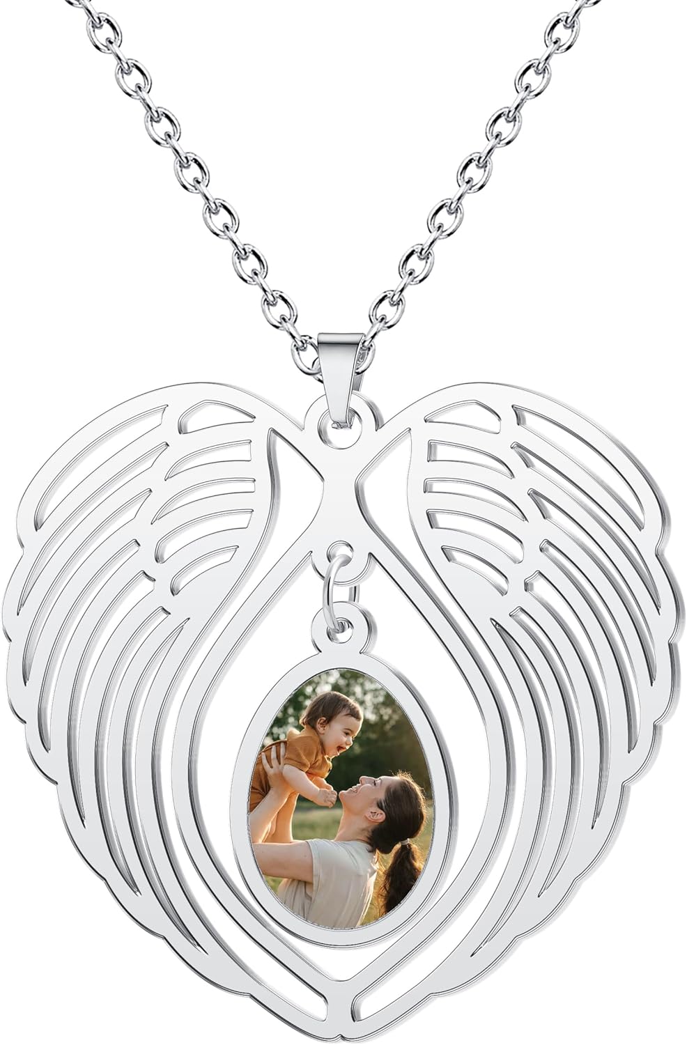 CharmSStory Personalized Photo Necklaces Custom Engraved Name Necklace Memory Keepsake Picture Necklace Pendant Customized Gifts for Women Men